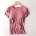 thumbnail image 2 of Penkiiy T-Shirts d'Allaitement pour Femmes, Manches Courtes, Col Rond, T-Shirts, Blouse Multifonction, Chemise Post-Partum Unie, Rouge, pour TG, 2 of 3