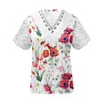 thumbnail image 5 of LOVZFMLL Hauts d'Été pour Femmes Femmes Mode Été Pli Imprimé Régulier Femmes Manches Courtes Col en V Bouton Haut, 5 of 5