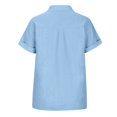 thumbnail image 3 of Womens Cotton Linen Button Down Shirt Casual Short Sleeve Loose Fit Collared V Neck Summer Beach Work Blouse Tops, 3 of 5