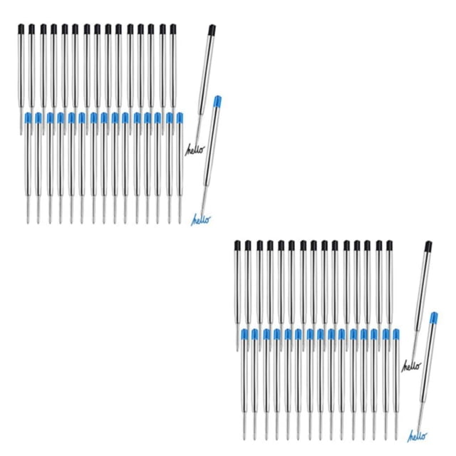 Langgg 30x Premium Metal Ballpoint Pen Refills For High Compatibility Impact-resistant Ball Points 2Set