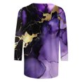 thumbnail image 4 of UPPADA Blouses pour Femmes Grande Taille à Manches 3/4, T-Shirts à Imprimé Floral Teintable, Chemises Décontractées Tendance à Col Rond, Chandails Confortables à Enfiler, Hauts Blouses Mignons d'Été pour Femmes, Hauts à Manches 3/4 en Liquidation, 4 of 5