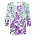 thumbnail image 4 of Jsaierl Automne Manches 3/4 Hauts pour Femmes Décontractés Col Rond Chemises Mode Imprimées T-Shirts Confortables Légers 2024 Blouses pour Dames, 4 of 5