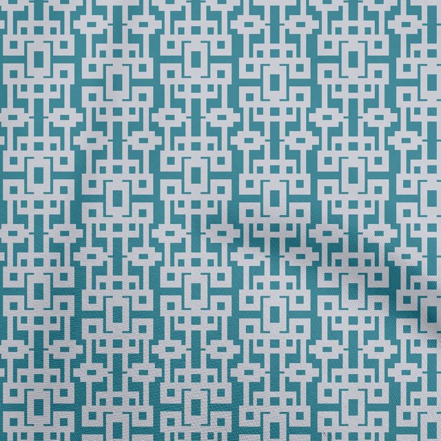 oneOone Rayon Teal Blue Fabric Geometric Craft Projects Decor Fabric Printed By The Yard 56 Inch Wide