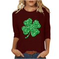 thumbnail image 2 of St. Patricks Day Ladies' St. Patricks Day Printed Round Neck Three Quarter Sleeve 3/4 Sleeve T-Shirt Loose Top, 2 of 6