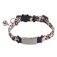 thumbnail image 1 of Polyester Cotton Leopard Pattern Cat Collar (British Style), Brown/Pink/Green, Adjustable Sizes, for 3+ Months Kittens to Adult Cats, With Bell, 1 of 6