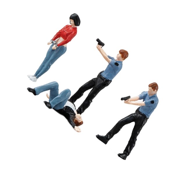 4 Pieces 1/64 Cops Figure Model Movie Props Architectural People Figures Micro Landscape Miniature Scenes