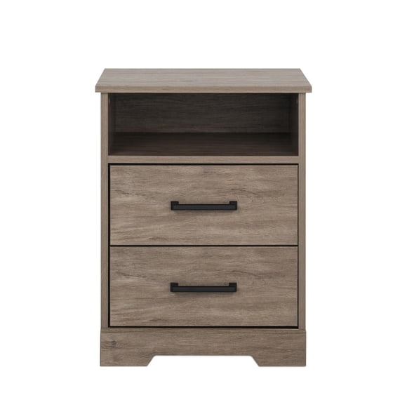 Prepac Rustic Ridge White 2-Drawer Nightstand, 16.25"D x 18.75"W x 24.5"H