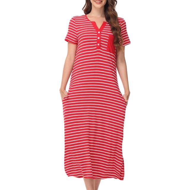 Mefallenssiah Robe de Nuit d'Été Confortable à Col Rond pour Femme, Ample, à Manches Courtes, Vêtements de Maison