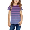 thumbnail image 1 of WRKEKC T-Shirts pour Filles, Hauts d'Été pour Filles, T-Shirts d'Été Décontractés pour Filles à Col Rond avec Imprimé Rayé Dégradé, Manches Courtes Tendance et Respirants, 1 of 4