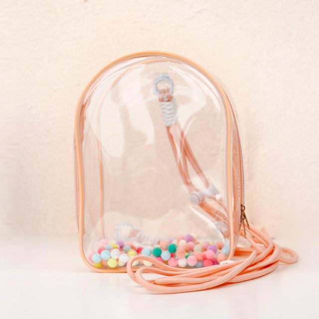 Petit Sac de Rangement pour Poupée Sac de Poupée Extérieur Étanche Portable Étui de Transport PVC Transparent pour Poupée de 20cm
