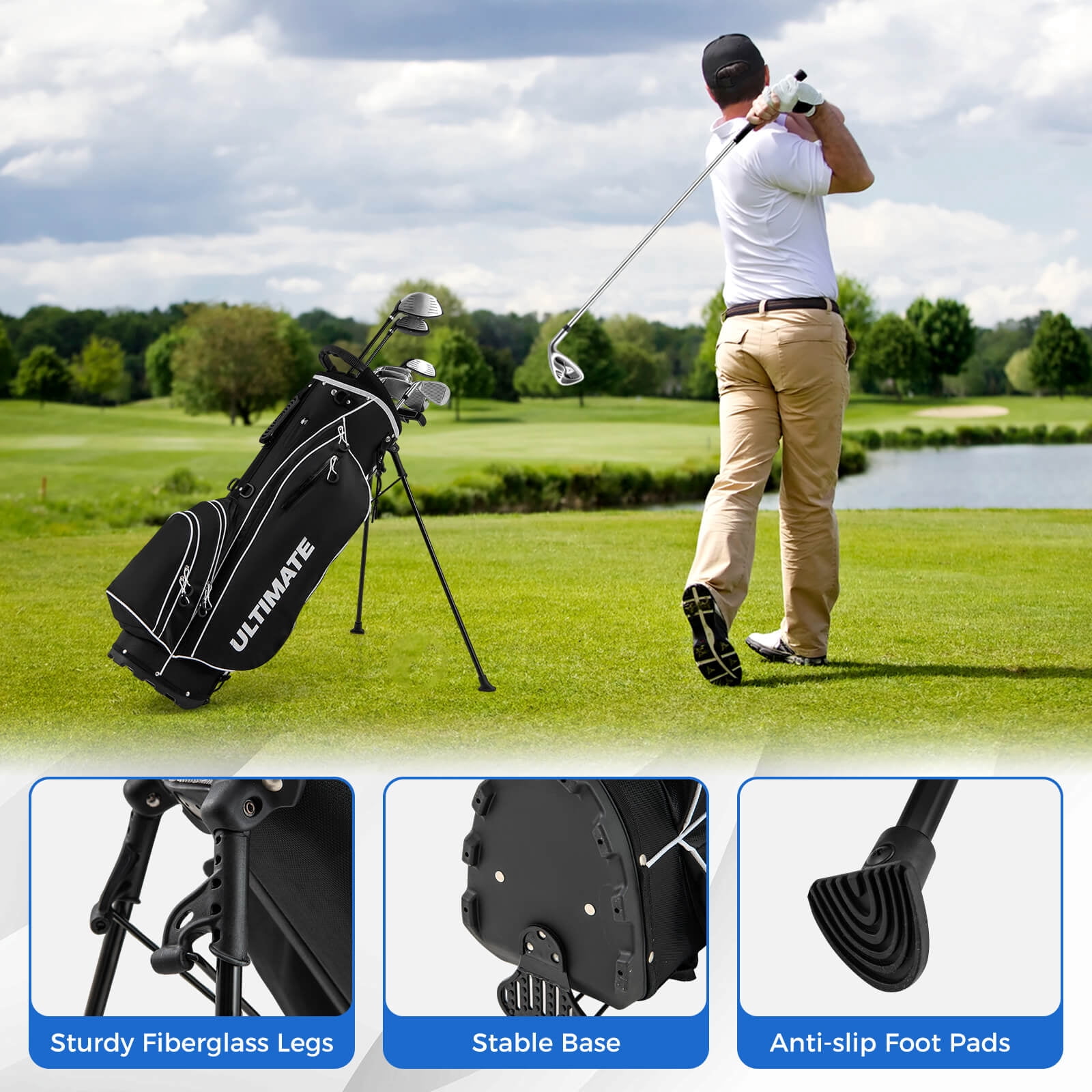 Men's Complete Golf Clubs Package Set 10 Pieces Includes Alloy