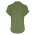 thumbnail image 4 of WEIYLL Womens T-Shirts Summer Loose Fit V Neck Curved Hem Flowy Solid Army Green Tops Sizes M, 4 of 5