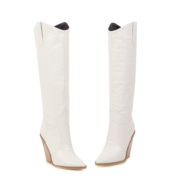 Babysbule Boots for Women Cearance Women's Wedges Pointed Toe Comfortable Embroidered Rodeo Cowboy Boots