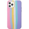 thumbnail image 1 of Étui Arc-en-Ciel Mignon Compatible avec iPhone, Étui de Protection Intégrale en Silicone Liquide Coloré Antichoc pour Femmes et Filles (iPhone 12 Mini, Rose), 1 of 7