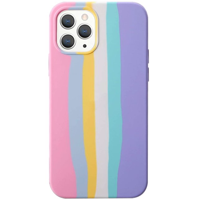 Étui Arc-en-Ciel Mignon Compatible avec iPhone, Étui de Protection Intégrale en Silicone Liquide Coloré Antichoc pour Femmes et Filles (iPhone 12 Mini, Rose)