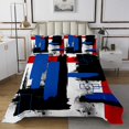 thumbnail image 1 of Erosebridal Ensemble de Couvre-Lit à Rayures Graffiti Abstrait Taille Jumeau Bleu Noir Rouge, 1 of 6