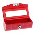 thumbnail image 2 of Leather Lipstick Case Holder Storage Box with Mirror for Purse Red, 2 of 7
