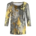 thumbnail image 5 of HKEJIAOI T-Shirts à Manches 3/4 pour Femmes à Imprimé Floral, Col Rond, Coupe Ample, T-Shirts Décontractés Mode, Chandails à Enfiler, Gris-C L, 5 of 5