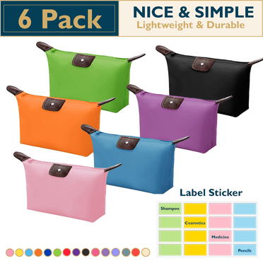 ComfiTime Makeup Bag - 6 Pack Travel Pouch, Waterproof Cosmetic Pouch, Cosmetic Bag, Small Travel Makeup Bag, Makeup Pouch, Toiletry Bag for Women, Men and Kids, Multi-Purpose Nylon Zipper Bag