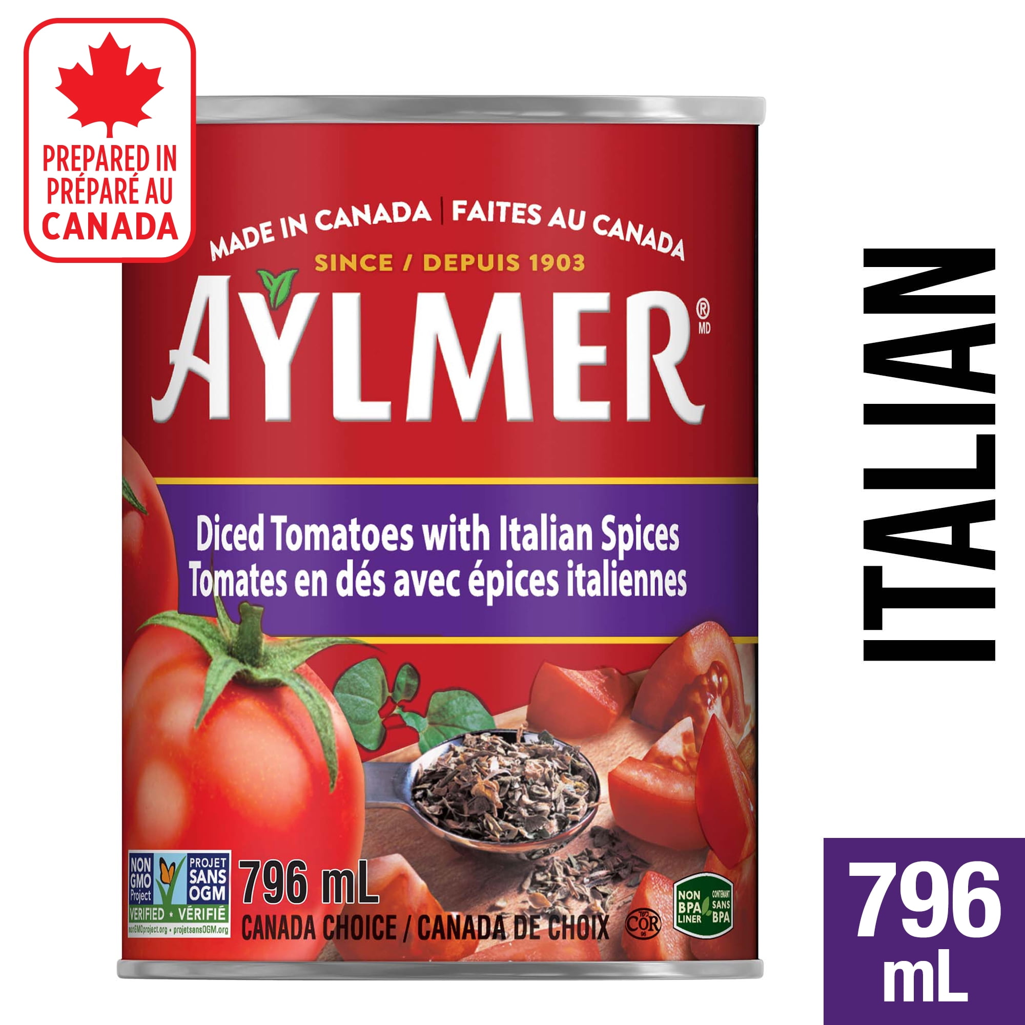 Aylmer Tomates en dés avec Épices Italiennes