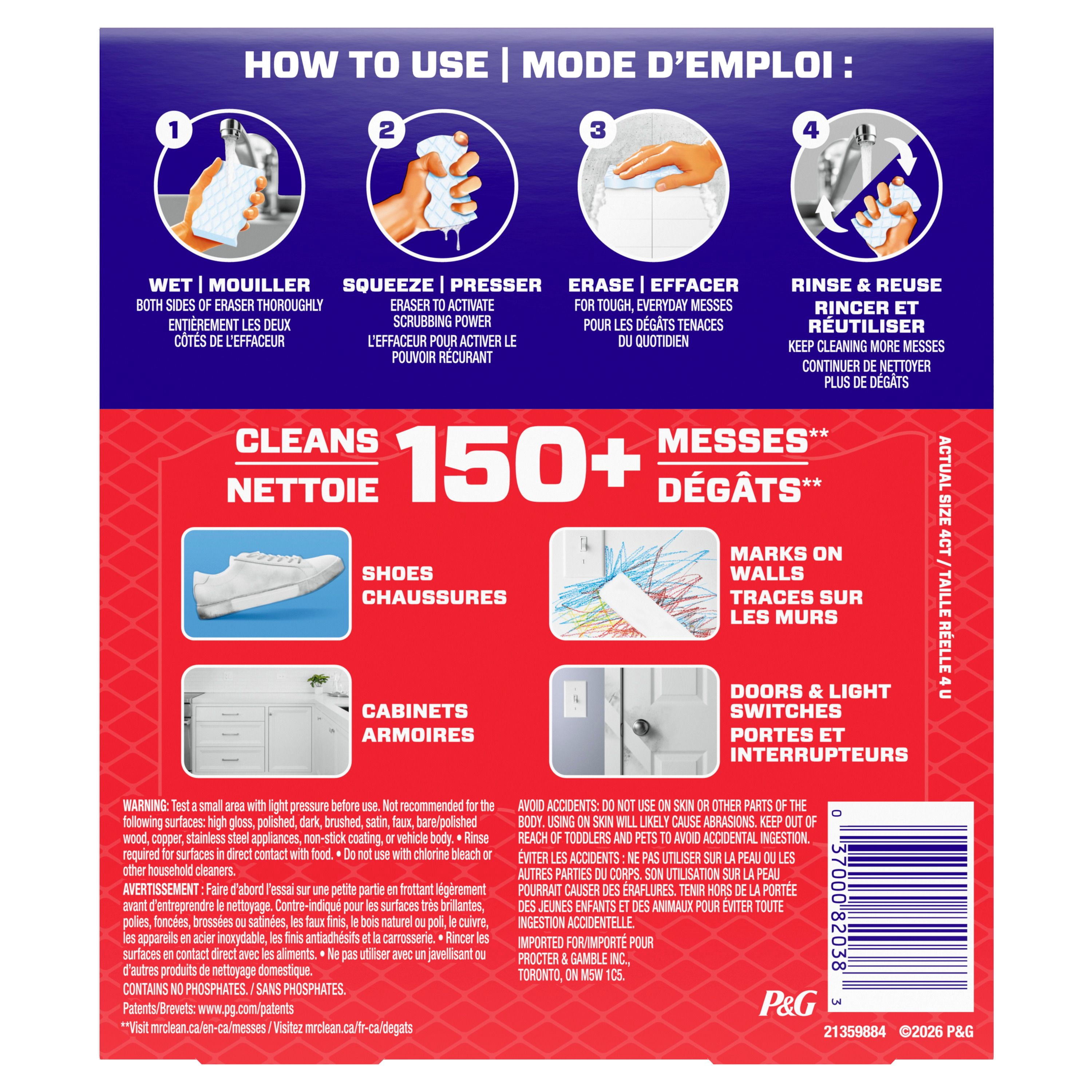 Éponge Effaceur magique M. Net, nettoyant tout usage, récurant nettoyant, Extra résistant, 4 u