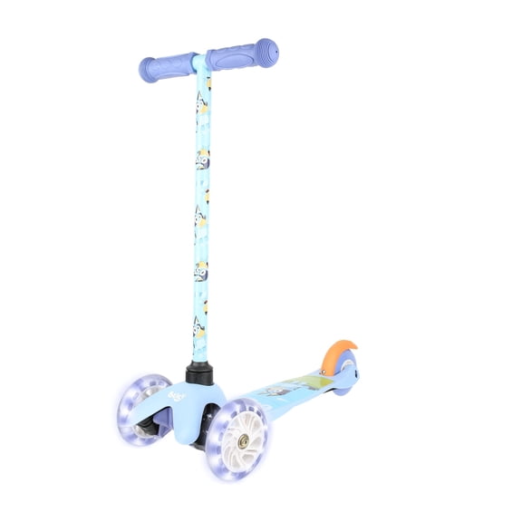 Bluey Trottinette Auto-Équilibrée avec Roues Lumineuses, Plateau Extra Grand, Plateforme à 3 Roues, Frein Activé par le Pied, Limite de 75 lbs, pour Enfants Filles Ou Garçons, à Partir de 3 Ans