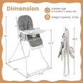 thumbnail image 3 of Gymax Chaise Haute Pliable Facile à Nettoyer Chaise Haute Compacte avec Plateau Amovible et Ajustable Gris, 3 of 10