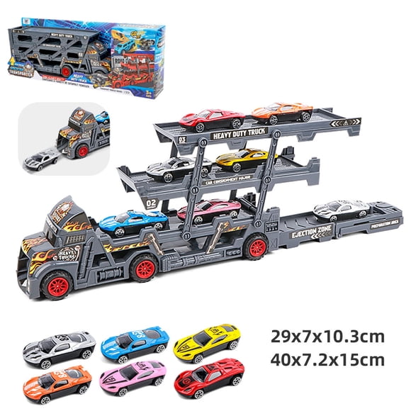 Transport Car Carrier Truck Toy with Racing car, Cars Toys, Hauler Truck Play Vehicles Set, Gifts Games for Kids Ages 3-5 Years Old(gray)