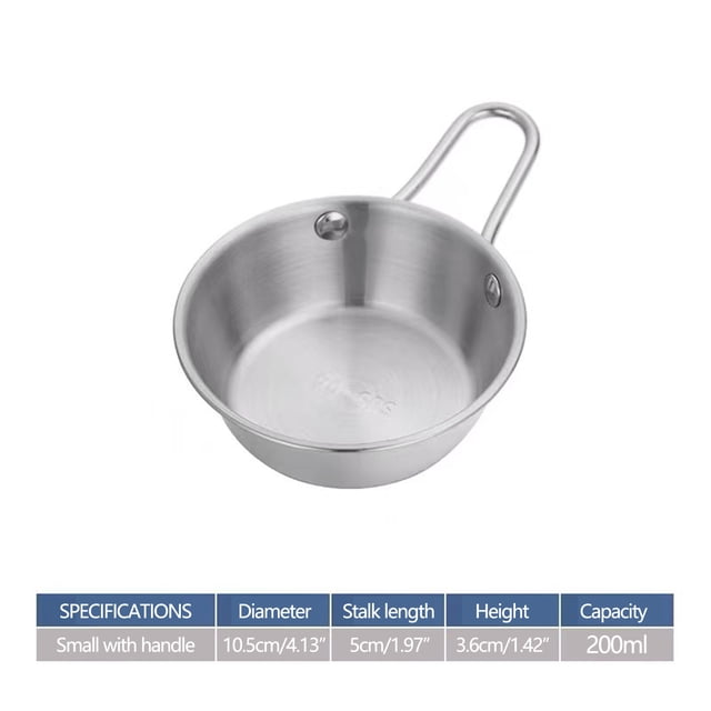 Stainless Steel Table Cooking Snack Seasoning Bowl with Handle,Golden Rice Bowl,Hot and Cold Wine Bowl,Stainless Steel Rice Wine Bowl Seasonings for Cooking