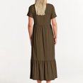 thumbnail image 4 of Jusqu'à 65 % de Rabais! Robes d'Été Mode pour Femmes 2024 Grande Taille Décontractées à Manches Courtes Col Ras du Cou Robe Décontractée Fluide à Étages Maxi de Plage avec Poches, 4 of 5