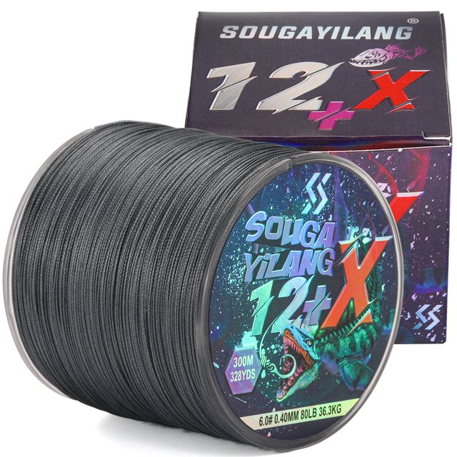 12 Strands Braided Fishing Line 100m/300m PE Line 5Color Max Drag 80lb Multifilament Fishing Line Smooth for Fishing Gray 100m-0.37mm-70lb