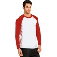 thumbnail image 3 of SLM Men's Long Sleeve Cotton Baseball Raglan Tee Shirt Jersey -White/Red-Small, 3 of 5