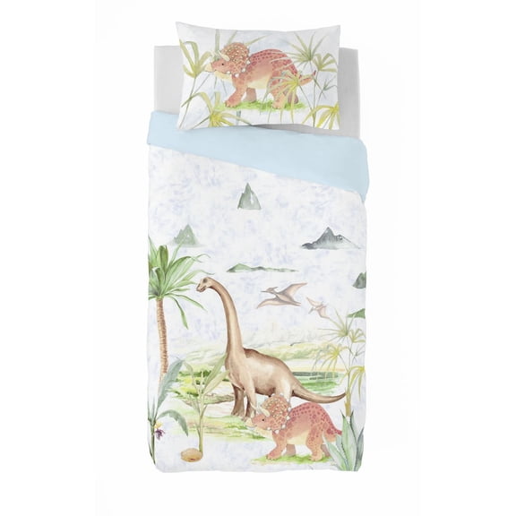 Gouchee Home Dinosaur Twin Duvet Cover Set – 2-Piece Kids Reversible Cotton Bedding with Prehistoric Dinosaur Print