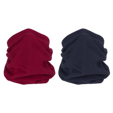 Unique Bargains Winter Neck Warmer, 2 Pack Drawstring Warm Face Scarf Windproof Neck Gaiter, Navy Blue, Wine Red