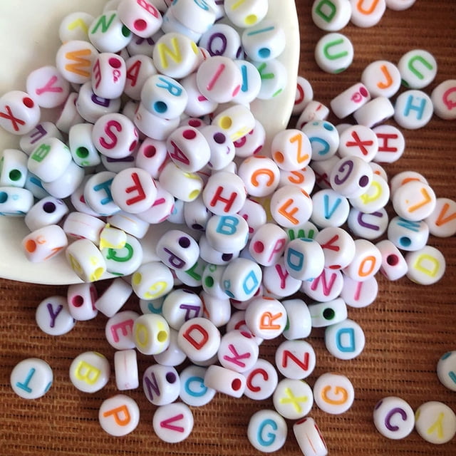 DIY Beading Kit with 4x7mm Acrylic Oblate Beads and Alphabet Letters for Bracelet Making