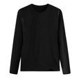 thumbnail image 4 of CEHVOM Hauts pour Femmes Col Rond Couleur Unie Manches Longues Décontracté Ample Blouse T-shirt Hauts, 4 of 5