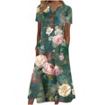thumbnail image 1 of Cameland Robe d'Été pour Femme Décontractée à Col en V avec Boutons, Manches Courtes, Imprimée, Coupe Évasée, avec Poche, 1 of 5