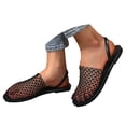 thumbnail image 1 of Dakaela Women's Mesh Ballet Flats Fishnet Ballerina Buckle Strap Mary Jane Dress Mules Clogs Shoes, 1 of 5