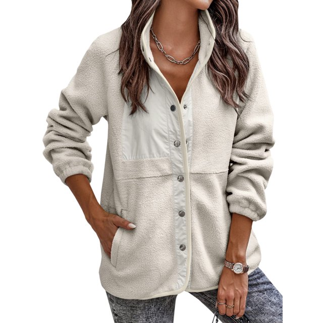 REDHOTYPE Women's Button Long Sleeve Brushed Jacket Coats with Pockets