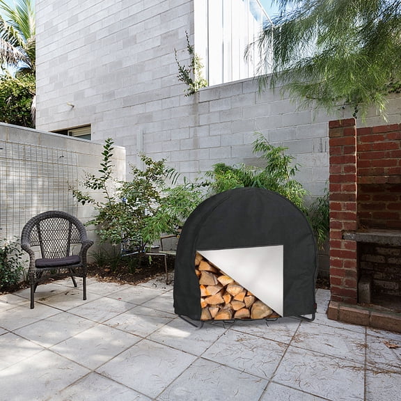 EGNMCR Housse pour Cerceau de Bûches de Bois, Housse Extérieure Robuste en Oxford Imperméable et Résistante aux Intempéries pour Porte-Bûches de Patio, Housse Imperméable pour Bois de Chauffage avec Ouverture,