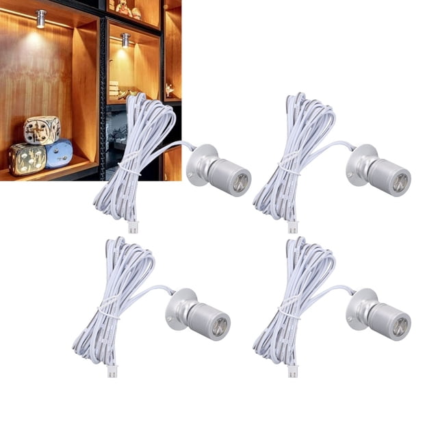 4 Pcs Mini Spots avec Variateur, Lampe de Projecteur LED Dimmable, 5V Alimenté par USB pour Bijoux Vitrine Porche Entrée