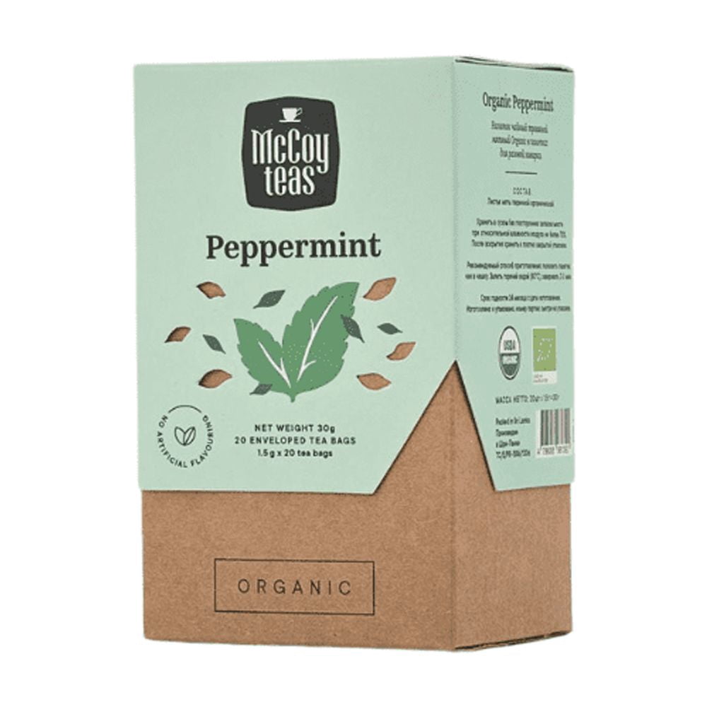 McCoy Teas Organic Peppermint Herbal Tea, Caffeine-Free Mint Tea from Sri Lanka, 20 Tea Bags
