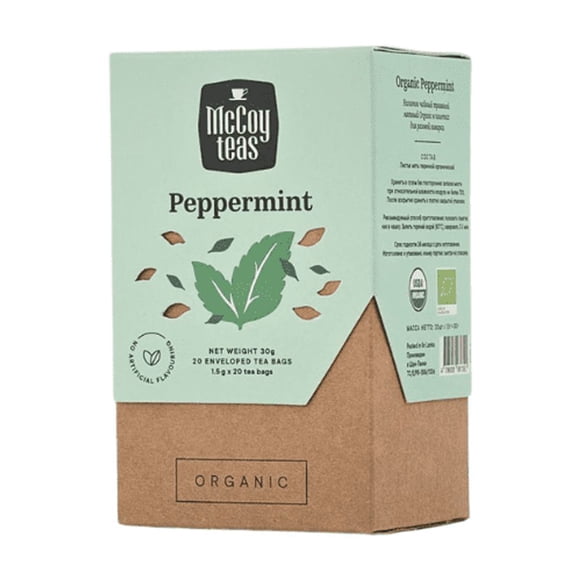 McCoy Teas Organic Peppermint Herbal Tea, Caffeine-Free Mint Tea from Sri Lanka, 20 Tea Bags