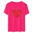 thumbnail image 4 of Meichang T-Shirts de la Saint-Valentin pour Femmes Hauts Mignons Imprimé Cœur Hauts Mignons Col Rond Manches Courtes Décontracté T-Shirts de Vacances Saint-Valentin, 4 of 6