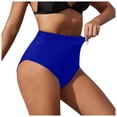 thumbnail image 1 of Women's Black High Waisted Bikini Bottoms Retro Basic Full Coverage Swimsuit Mid Waist Bathing Suit Bottom, 1 of 3