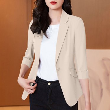 Amzcrzy Blazers for Women Ladies Solid Color Lapel Button Down Light Casual Suit Top Jacket Jackets for Women Womens Long Sleeve Tops Womens Jacket Women's Clothing