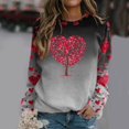 thumbnail image 1 of Qertyioot T-Shirt Graphique pour Femmes de la Saint-Valentin à Manches Longues, Blouse Ample Imprimée Mode à Col Rond, Hauts Décontractés, 1 of 5