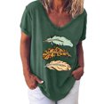 thumbnail image 1 of Pompotops Femmes Mode Casual Chemises Manches Courtes Tee Tops Chemisier, 1 of 4