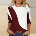 thumbnail image 4 of Hauts à Manches 3/4 pour Femmes Mode Imprimée T-Shirt Ample Mi-Longueur Blouse à Manches 3/4 Col Rond Hauts Décontractés T-Shirts en Coton T-Shirts pour Femmes Mode, 4 of 4