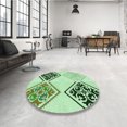 thumbnail image 4 of Ahgly Tapis Rond Lavable en Machine Intérieur Transitionnel Vert, 3 Pieds Rond, 4 of 7